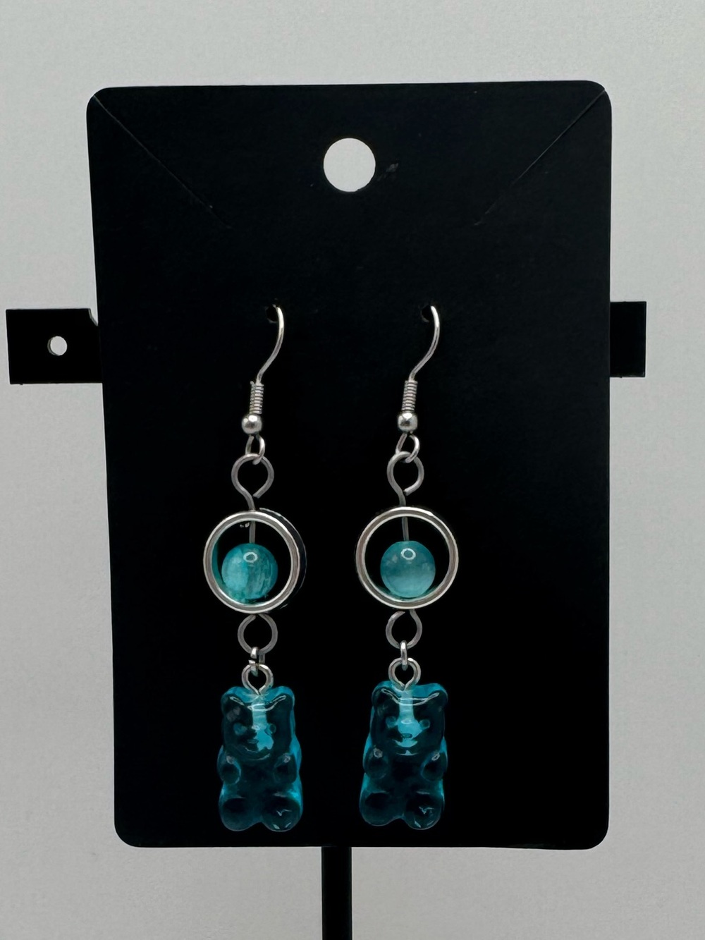 Teal Gummy Bear Dangle Earrings - Women Jewelry